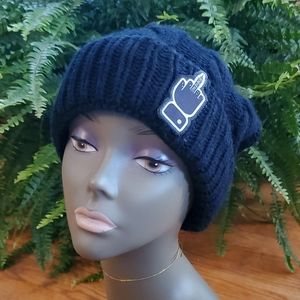 Knit Hat with Pompom & Phuckit Patch